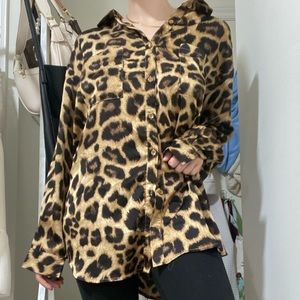 Nasty Gal satin cheeta print button up